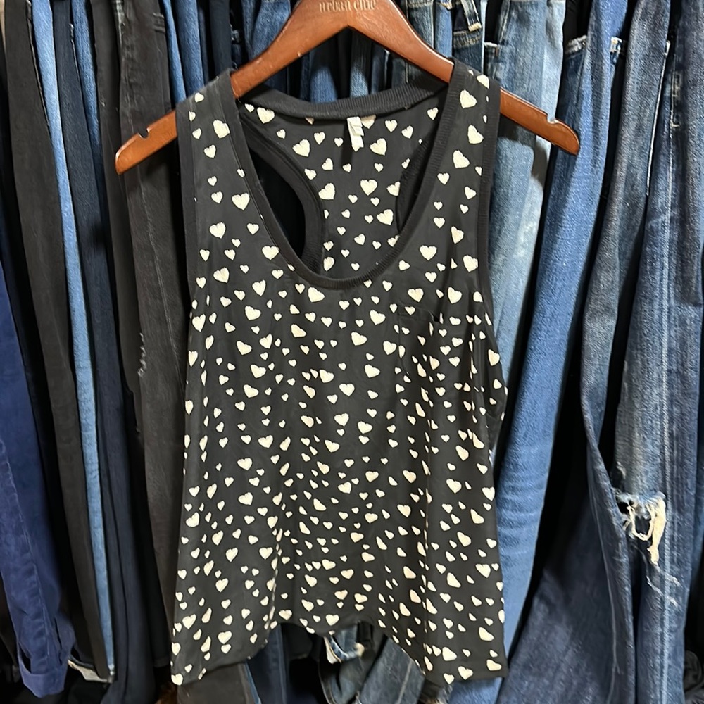 Silk Joie tank with hearts